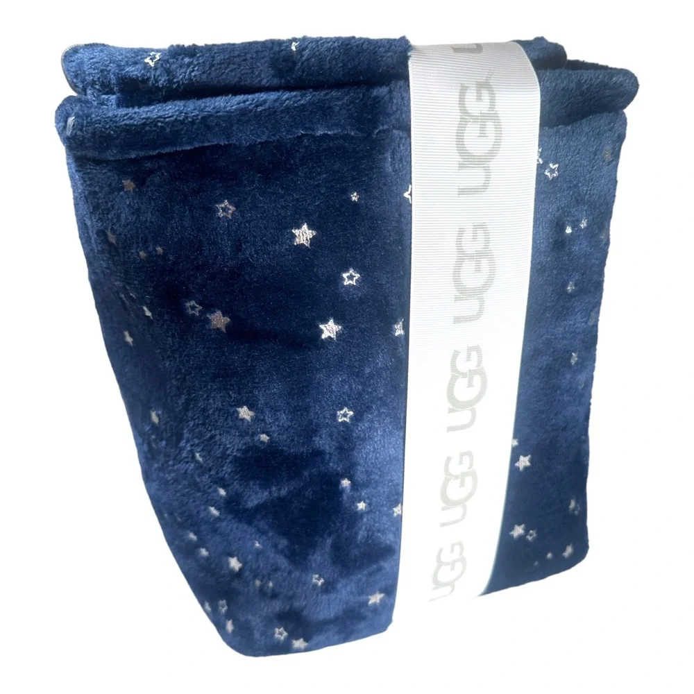 UGG Avery 2 Piece Storage Set Blue/Silver Plush Bins - Picture 2 of 4